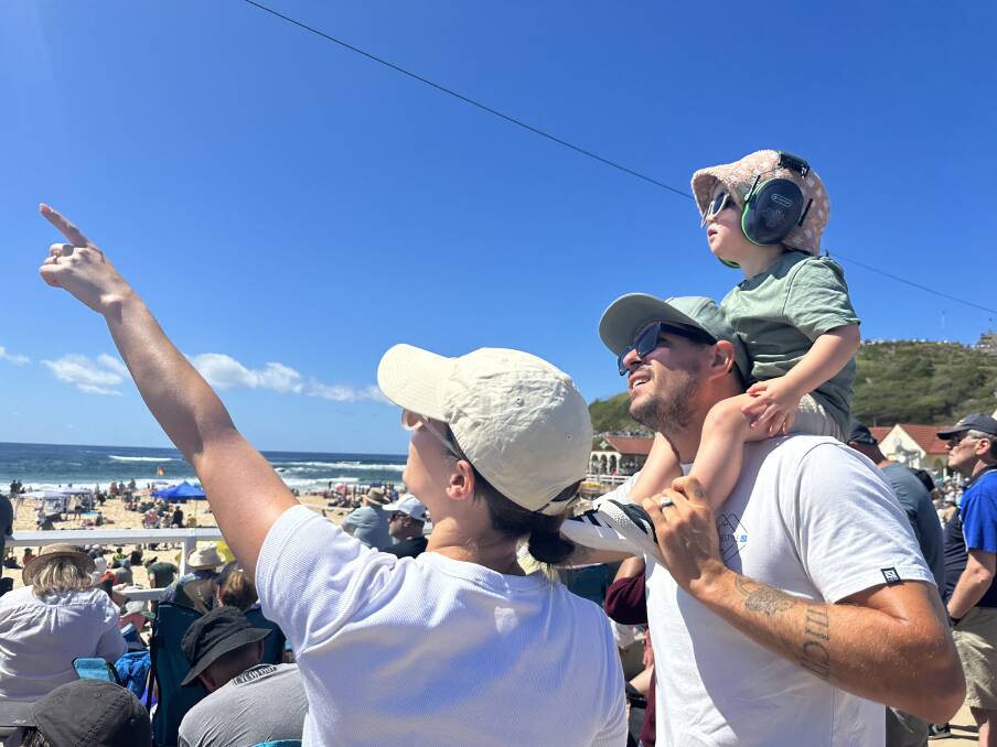 Lenny Ravenscroft, 2, with his dad Nathan and mum Jacquie at the Newcastle Air Show 2023. Picture by Simon McCarthy