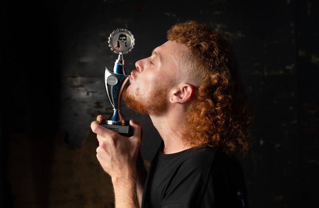 STANDOUT: Chace Abernethy was crowned Mulletfest's first 'Ranga' champion of 2021 on Saturday. Picture: Marina Neil