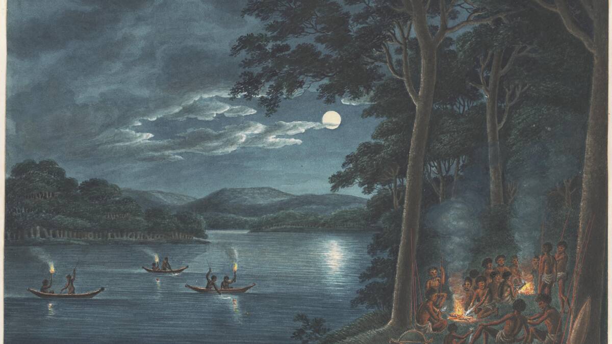 A Jospeh Lycett painting of Lake Macquarie. 
