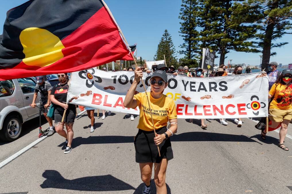 A scene from the Newcastle Invasion Day rally. Picture: Max Mason-Hubers 