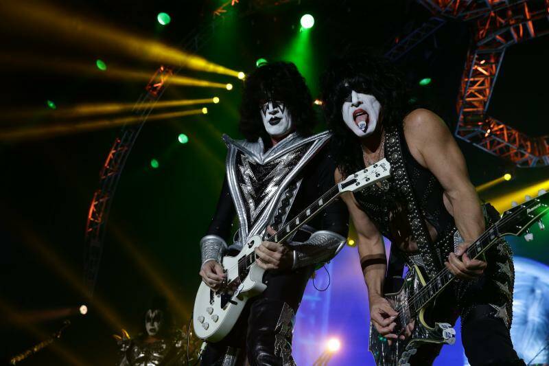 QUICK KISS GOODBYE: The band, pictured performing in Newcastle in 2015, cancelled their Supercars show due to Paul Stanley's health problems. Picture: Jonathan Carroll