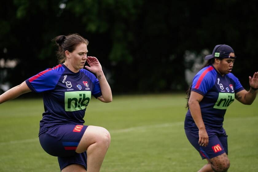 HISTORY MAKER: Phoebe Desmond at training for the Newcastle Knights inaugural women's team. Picture: Newcastle Knights