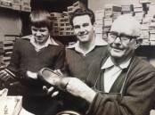 Stephen Simpson (right) founded Simpsons Shoes in 1931 and opened the family business' premises at Elder Street in Lambton in April 1934, where he worked with his son, Kevin, and grandson Craig (left). 