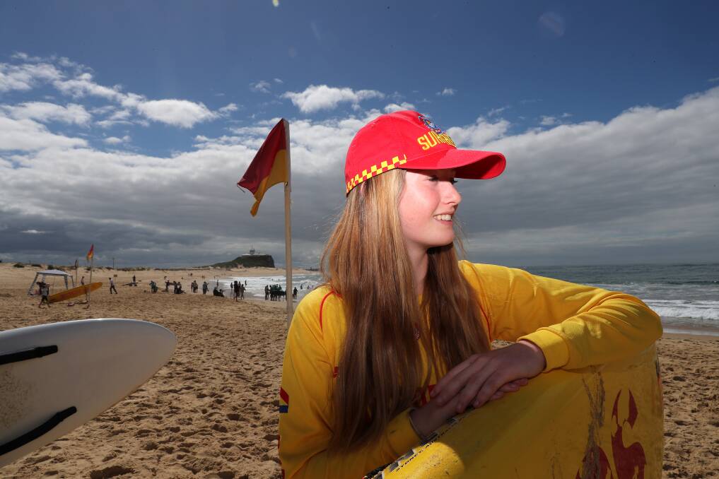 Elizabeth Walker is a Year 9 student at Hunter Valley Grammar, and a Hunter Surf Life Saving volunteer who has been with her local club since she was a Nipper. Picture by Peter Lorimer