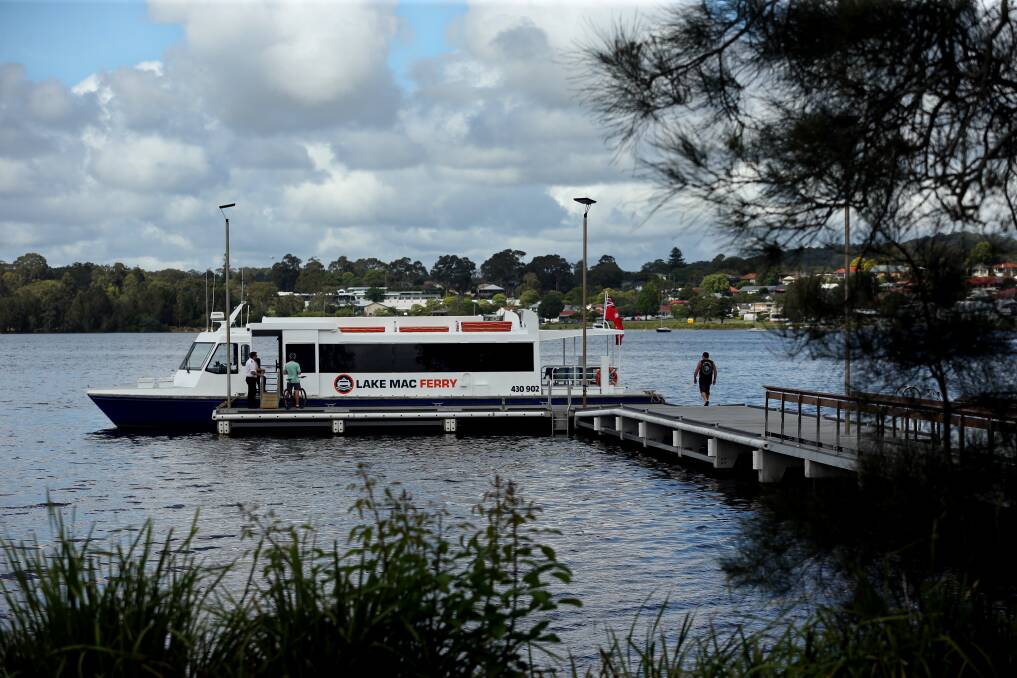 The Lake Mac Ferry officially launched its passenger timetable on Saturday. Picture: Simone De Peak