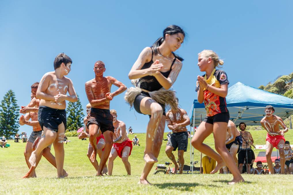 A traditional dancing performance at Foreshore Park. Picture: Max Mason-Hubers