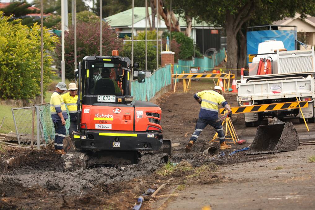 Civil repair works were underway at Fogo Street on Friday, March 22. Picture by Peter Lorimer