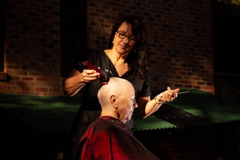 Mariola Brock decided to cut her hair to help raise funds for the Children's Hospital Kids club, of which she has been a volunteer member for around two years. MK Hair's stylist Maxine White provided the stylings services on Saturday. Picture: Simon McCarthy