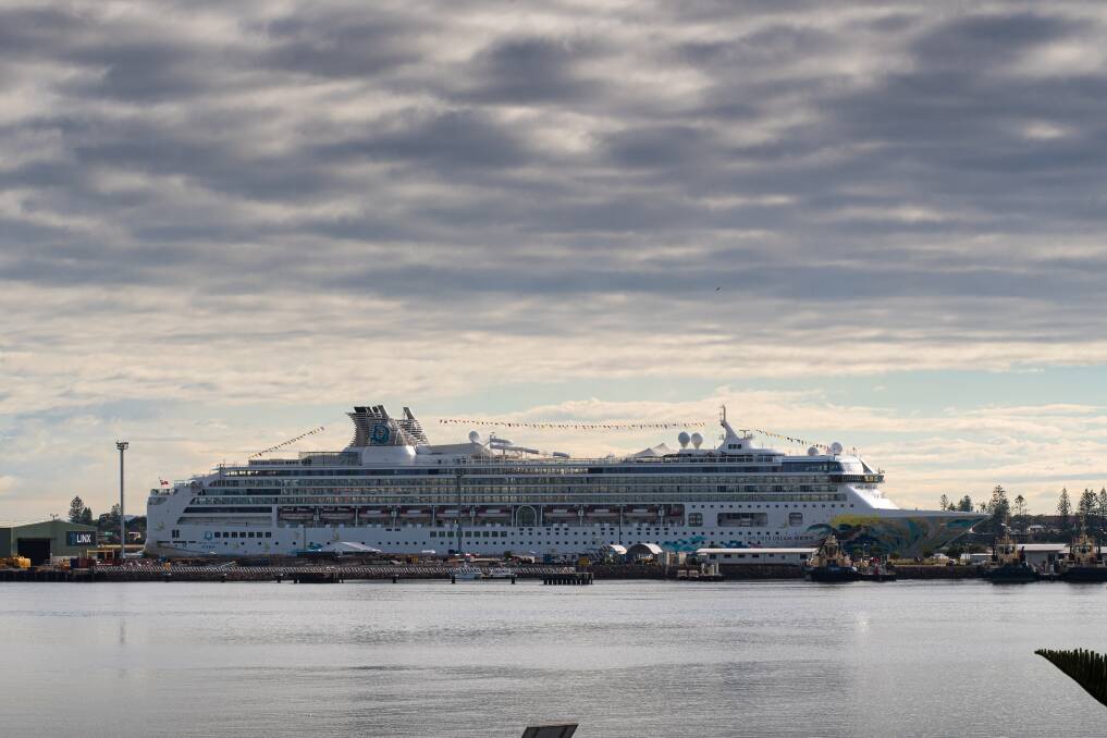 Explorer Dream sailed into Newcastle on its second visit to the harbour on Monday. Photo: Simon McCarthy