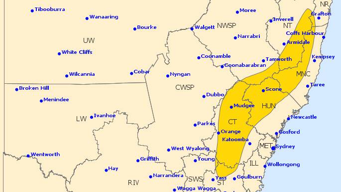 A severe weather warning has been issued for parts of the Hunter.