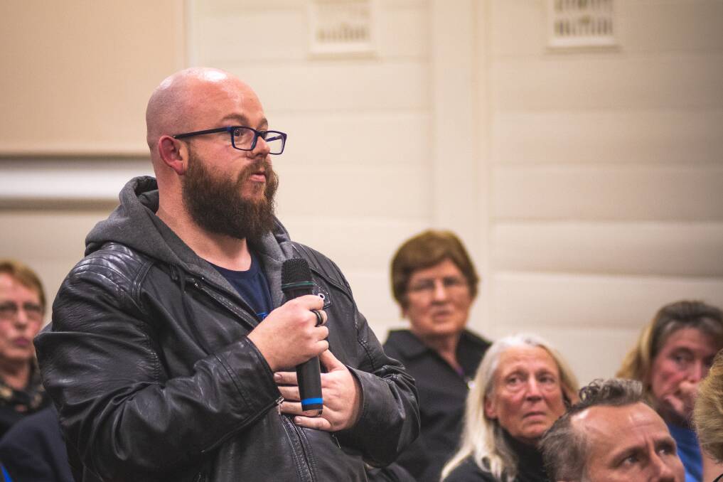 Daniel Robinson, a teacher in the area, spoke of the toll fears of the contamination at Williamtown has had on his relationship with his wife. Picture: Simon McCarthy