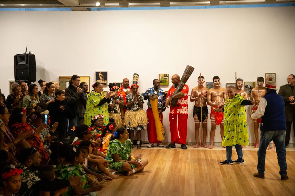 The Newcastle Art Gallery's WARWAR exhibition featuring Torres Strait art and culture, some of which has never before been seen on the mainland, opened on Saturday. Pictures: Marina Neil