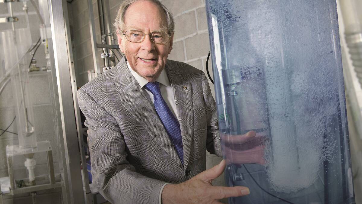 EXPORTS: Laureate Professor Graeme Jameson with the Jameson Cell. The invention has earned Australia more than $36 billion.