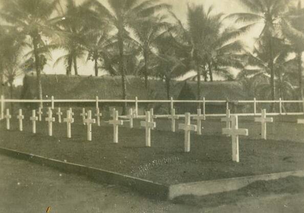 War cemetery at Jacquinot Bay, New Britain, Papua New Guinea. Image courtesy of University of Newcastle's Cultural Collections