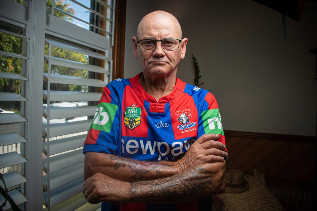 Confronting: Gerard McDonald at home before the screening of the first episode of the three-part ABC series Revelation, featuring Mr McDonald and other Hunter survivors of child sexual abuse by paedophile priest Vince Ryan. Picture: Simon McCarthy.