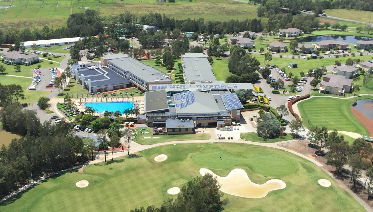 Lovely: Crowne Plaza Hunter Valley has its location, Lovedale, spelt out in rooftop solar panels across the road from Cessnock airport. 