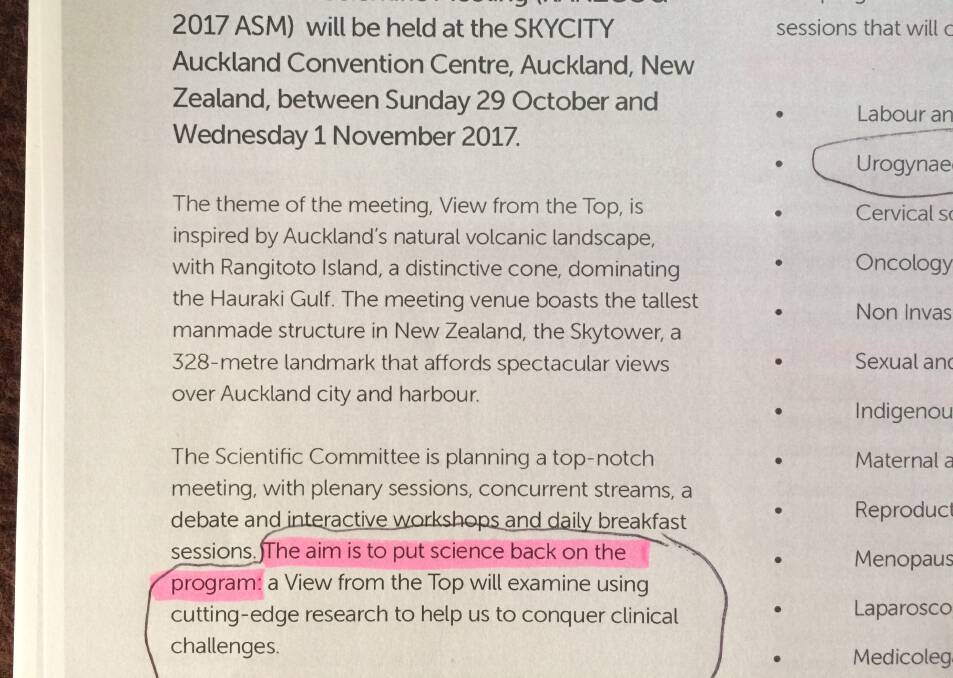 Offering: RANZCOG sponsorship prospectus to industry for its 2017 annual scientific meeting in Auckland, with the aim to "put science back on the program".   