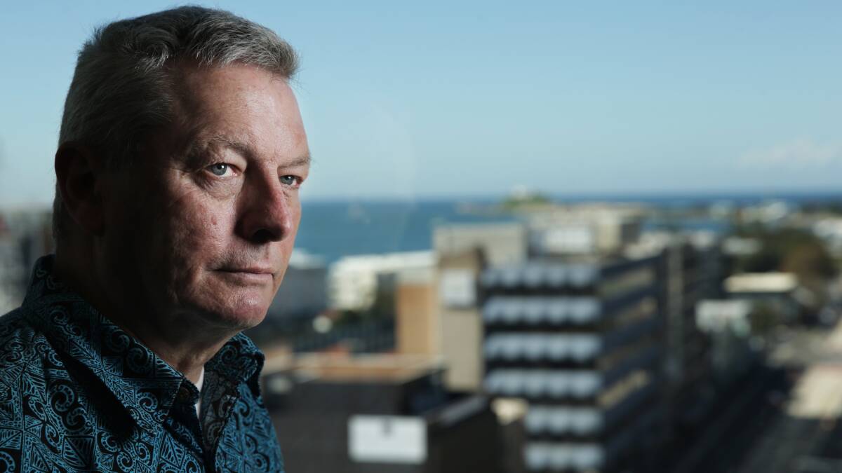 Warning: Tuvalu ambassador on climate change, Dr Ian Fry, in Newcastle on Monday to warn the Hunter needs to 'connect the dots' between an expanding coal industry and sinking Pacific Island nations. Picture: Simone De Peak. 