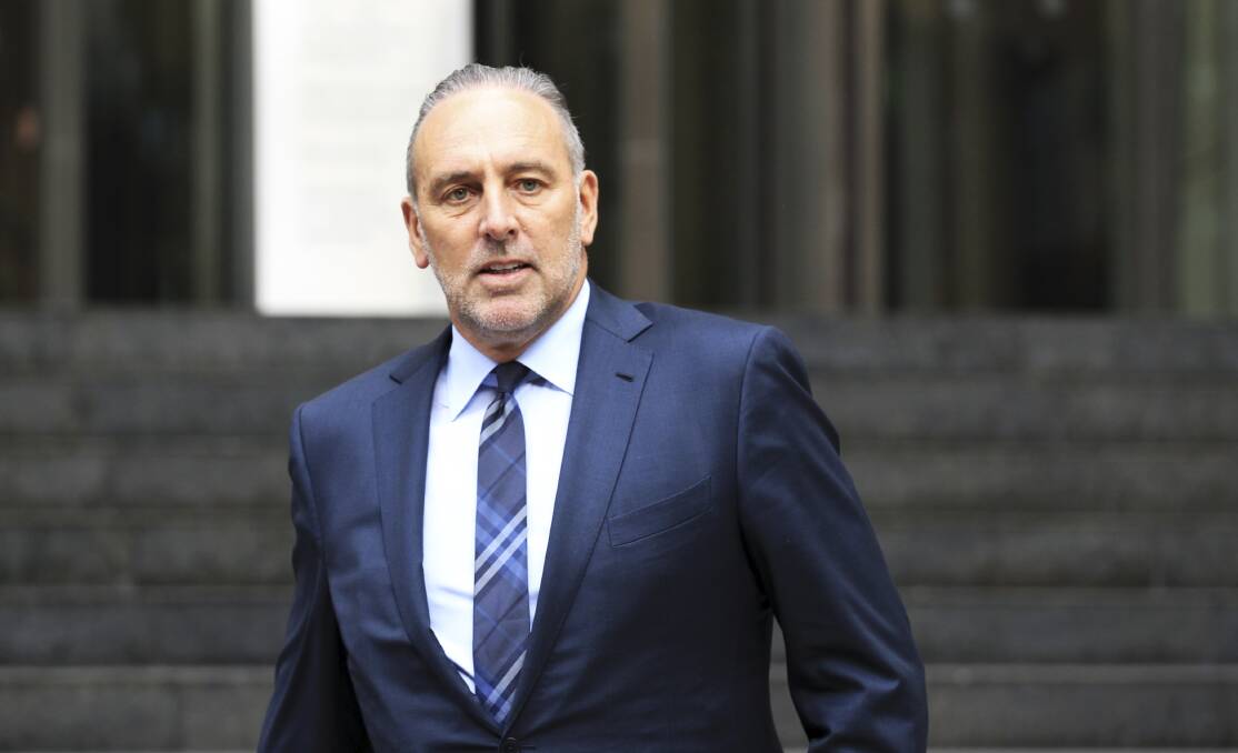 Evidence: Hillsong Church founder Brian Houston outside the Royal Commission into Institutional Responses to Child Sexual Abuse after giving evidence in 2014. Picture: Janie Barrett. 