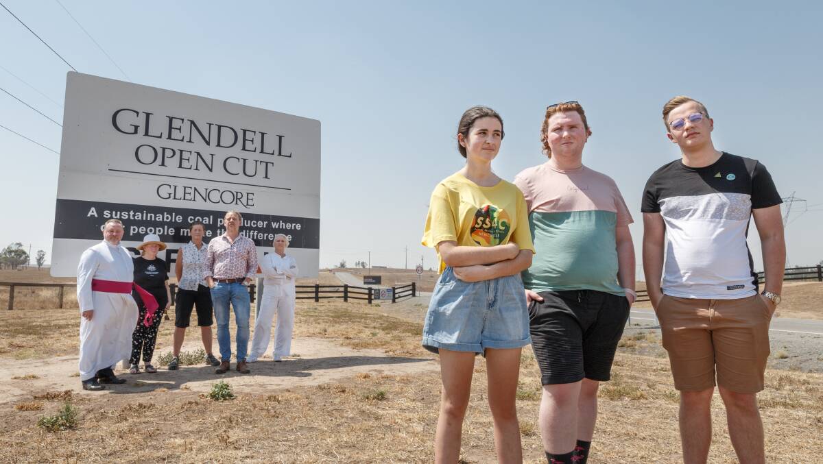 Opposed: Students and supporters opposed to the Glendell coal mine expansion. Picture: Max Mason-Hubers.