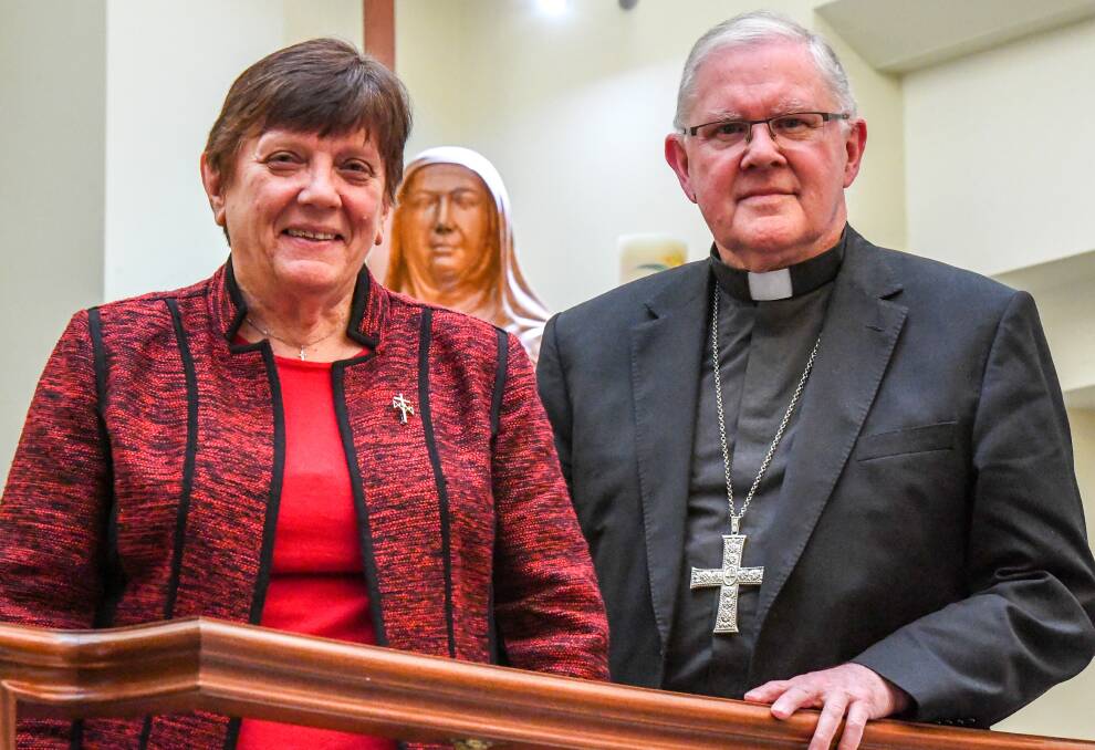 Response: Sister Monica Cavanagh and Archbishop Mark Coleridge after release of the Australian Catholic church's formal response to the Royal Commission into Institutional Responses to Child Sexual Abuse on Friday.