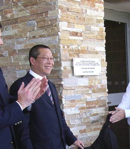 Arrested: Former Hightrade boss Li Zhang at the opening of Resort Hunter Valley at Lovedale in 2007. He was arrested in New Zealand last week and is fighting extradition to Australia to face tax fraud charges. 