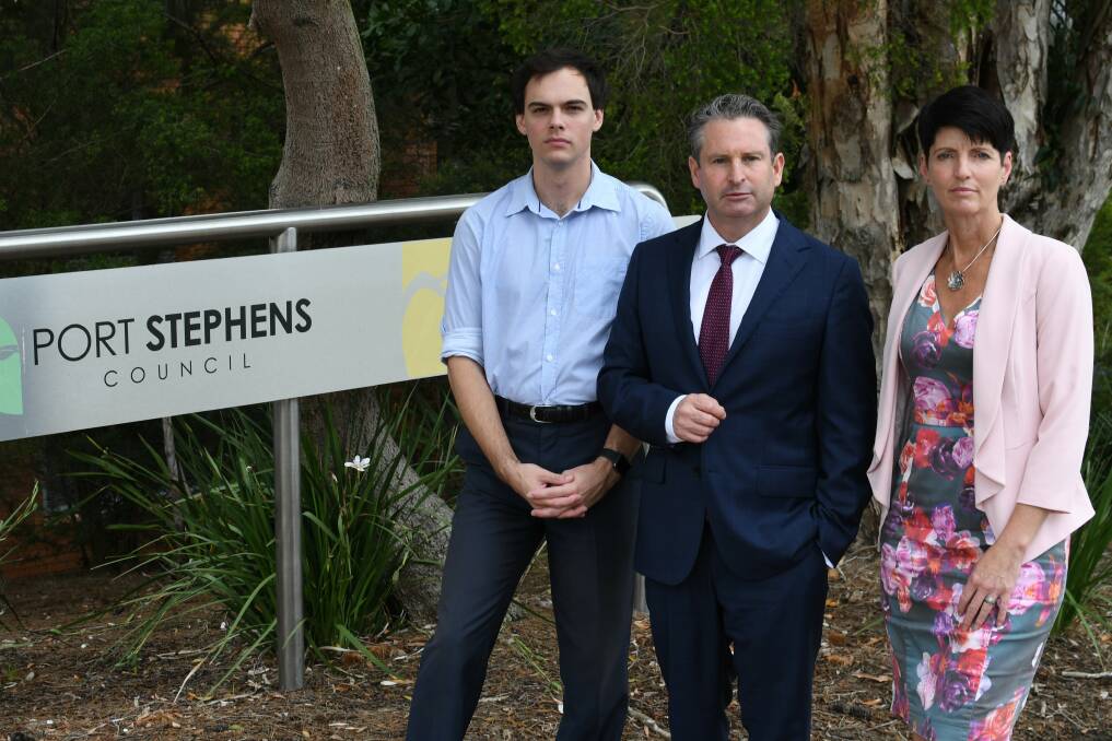 Snub: Port Stephens councillor Giacomo Arnott, Shadow Local Government Minister Greg Warren and Port Stephens MP Kate Washington say Port Stephens Council is ignoring the Office of Local Government.