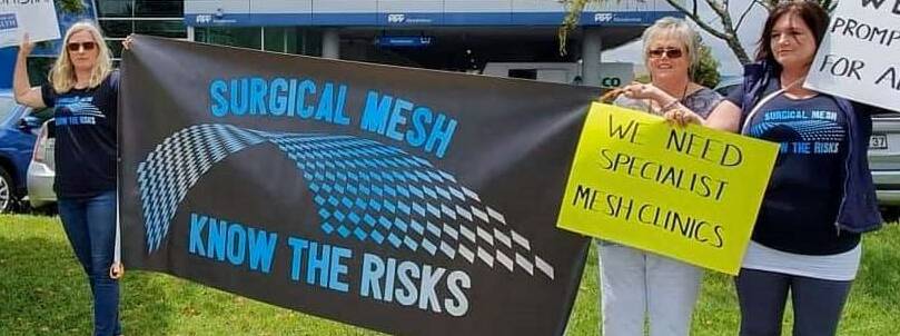 Report: New Zealand pelvic mesh-injured women protest before a report's release on Thursday.