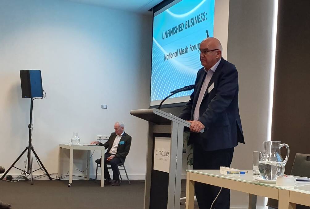 Presentation: Therapeutic Goods Administration deputy secretary Professor John Skerritt at a pelvic and hernia mesh forum in Melbourne organised by health consumer groups from across Australia. 
