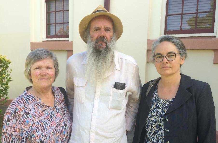 The Wilpinjong Three: Bev Smiles, Bruce Hughes and Stephanie Luce outside Mudgee Local Court after pleading not guilty to charges after a Wilpinjong coal mine protest.