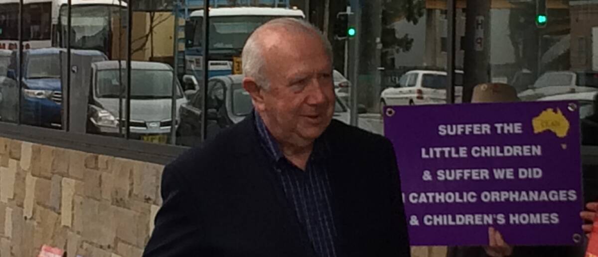 Visitor: Former Newcastle Bishop Brian Farran arrives at Newcastle Courthouse for Friday's royal commission hearing.