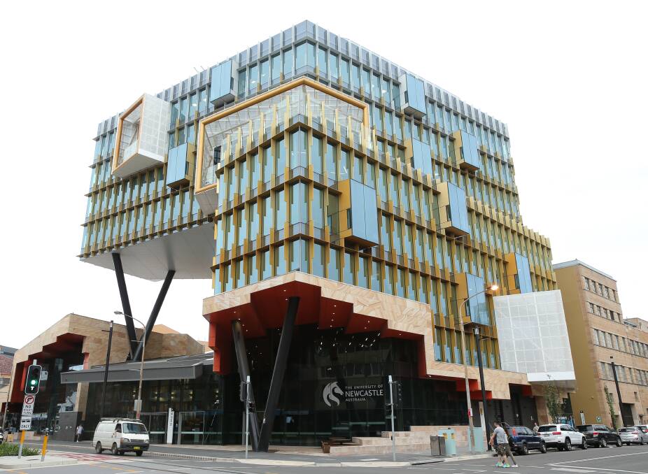 List: The University of Newcastle's New Space building on the corner of Hunter and Auckland Streets. The Department of Planning is overseeing assessments of the building's cladding. Picture: Max Mason-Hubers. 