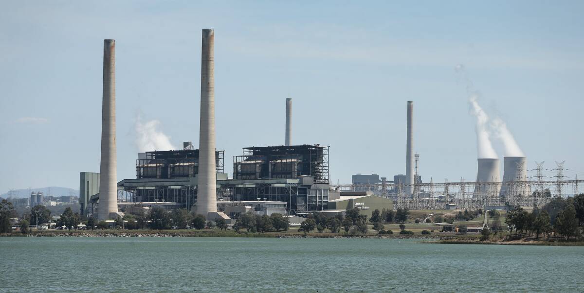 Future: AGL's Liddell power station in the foreground, with Bayswater power station in the background. Both stations are outside Muswellbrook. 