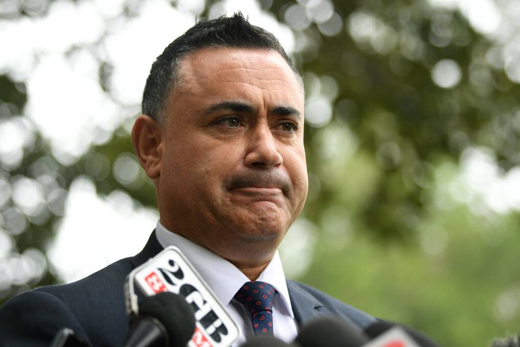 Laughs: NSW Deputy Premier John Barilaro received muted laughs after he told an economic forum that NSW primary producers would "absolutely" benefit from a container port at Newcastle.