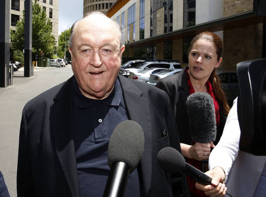 Report: Archbishop Philip Wilson outside Newcastle Courthouse in 2018 during his trial for concealing the crimes of Hunter child sex offender priest Jim Fletcher. The archbishop was convicted of the crimes in May, 2018 but the conviction was overturned in December. 