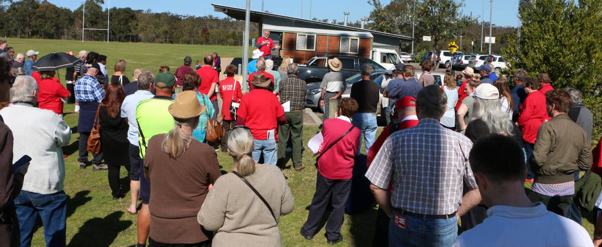 Objections: Central Coast residents at a rally against the Wallarah 2 underground coal mine north of Wyong.