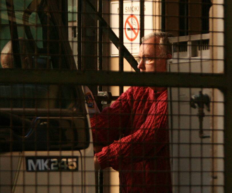 Guilty: The last photo taken of former Hunter Catholic priest John Sidney Denham, 77, before he was taken into custody for good in 2008 after he was charged with child sex offences.