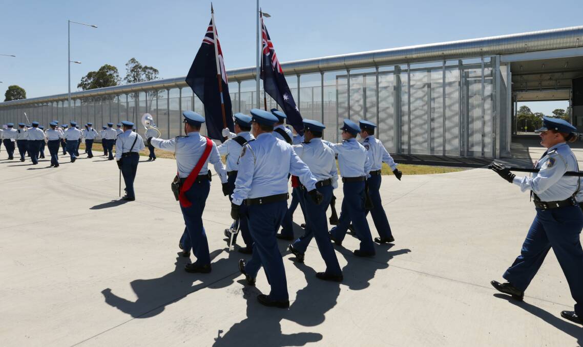 Force: Staff at the Hunter Correctional Centre on opening day. Picture: Simone De Peak. 