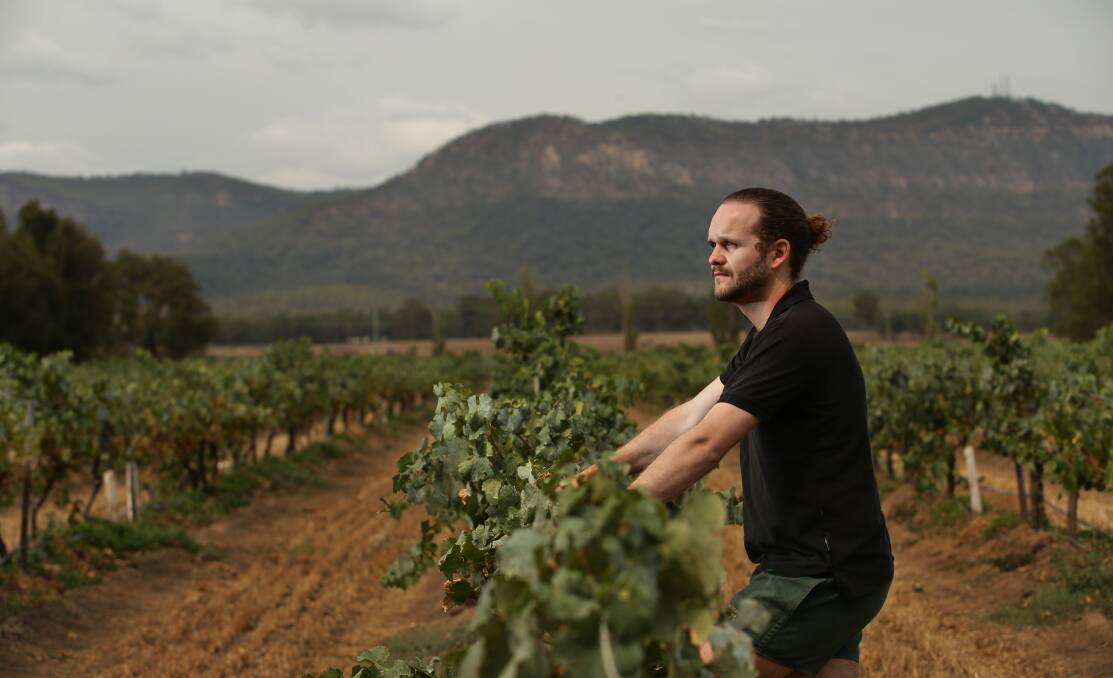 Talk: Winemaker Alisdair Tulloch at Pokolbin. He believes it is time for Australia to take the heat out of the debate on climate change. Picture: Simone De Peak. 