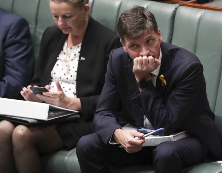 Questions: Federal Energy Minister Angus Taylor expects a report from his Liddell taskforce by the end of the year. The taskforce is looking at the implications of the Liddell power station closure by April, 2023. Picture: Alex Ellinghausen.
