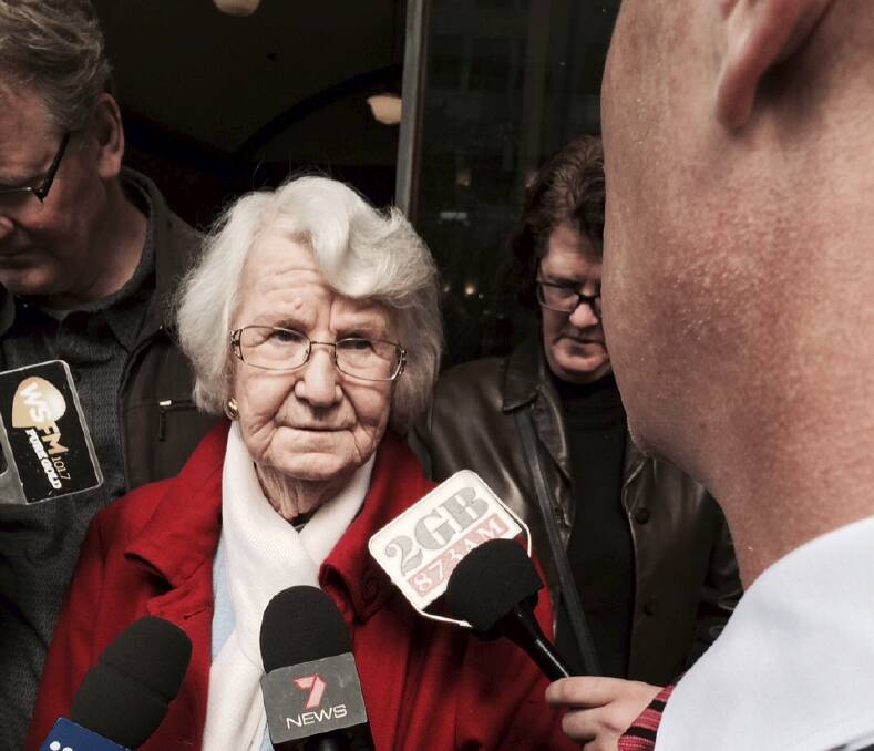 Grief: Audrey Nash outside court in 2015 after Romuald jailed for sexually abusing 19 former Marist Brothers students at Hamilton and Pagewood.