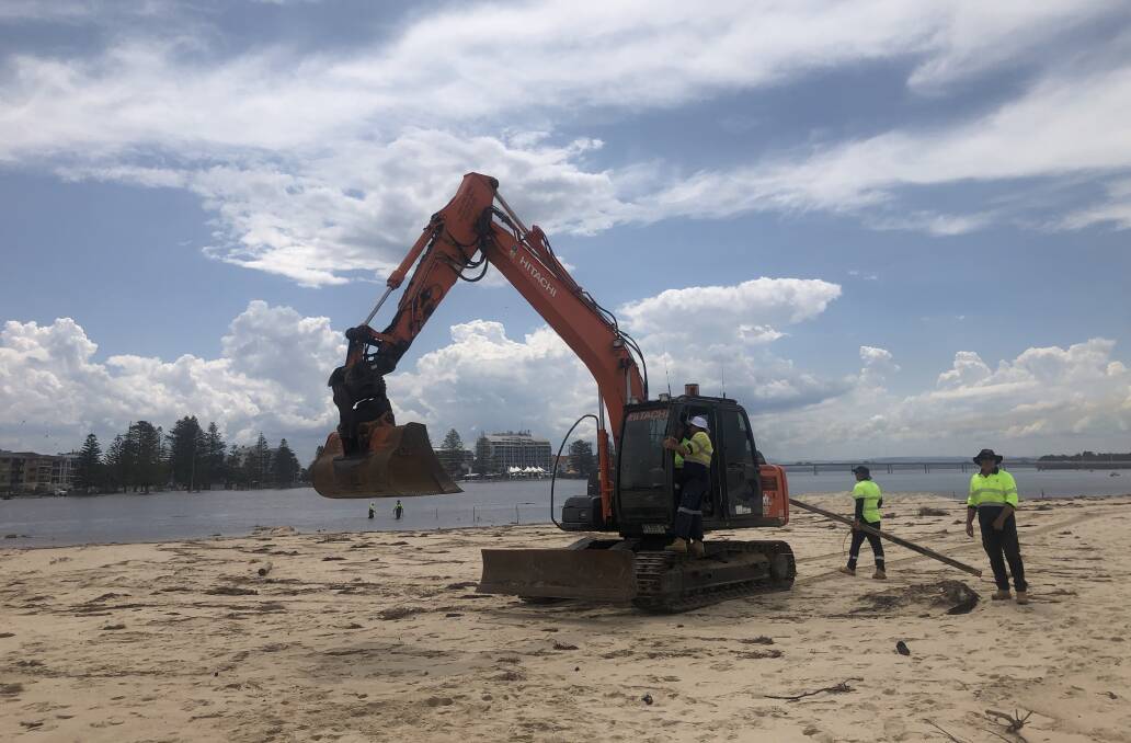 Channel: Central Coast Council staff start work on digging a second channel to the ocean from Tuggerah Lakes at The Entrance. 
