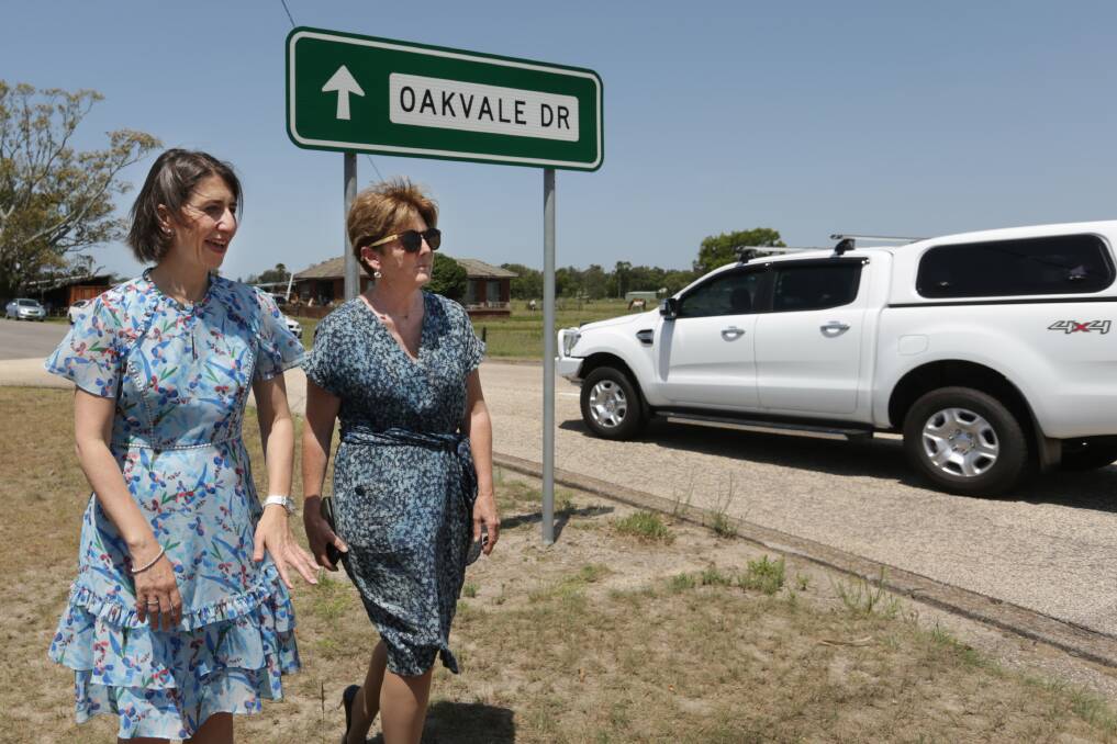 Campaign: NSW Premier Gladys Berejiklian and Liberal MLC Catherine Cusack in the Hunter in January before the March election campaign. Picture: Simone De Peak. 