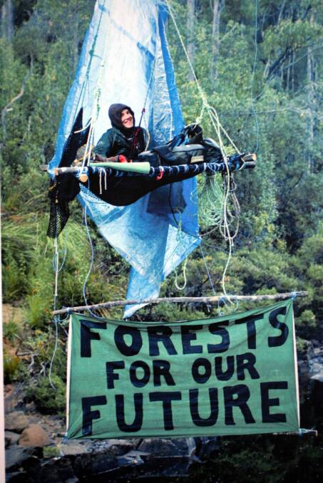 Legacy: Newcastle environmental activist Ben Morrow during a "tree-sit" in Tasmania to protect old-growth forests. He died of cancer in 2008.