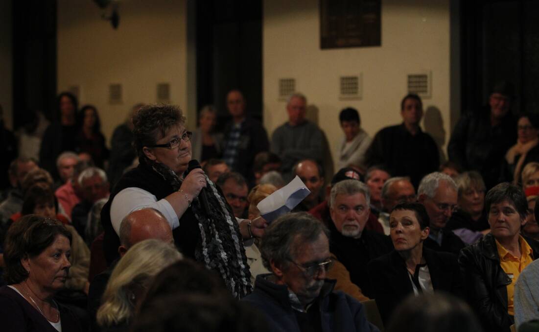 Objections: Dungog residents at a public meeting against the Martins Creek Quarry expansion. Picture: Simone De Peak.