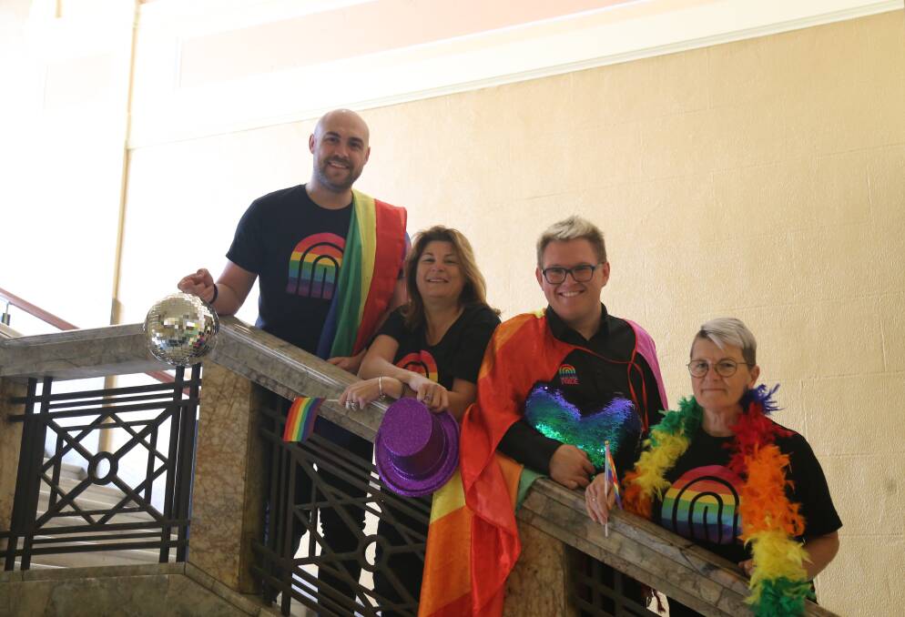 Newcastle Pride Festival organisers Ed Abbott, Lee-Anne McDougall, Jay Bellamy and Hellen Richards at Newcastle City Hall. Picture: Ellie-Marie Watts