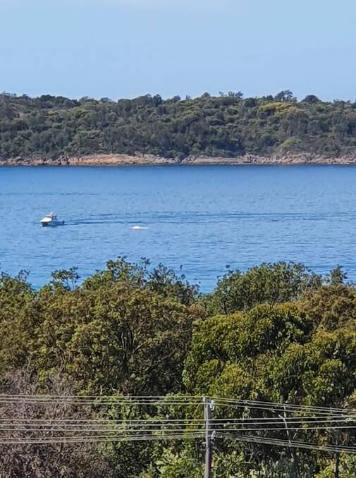 NO GO ZONE: Fingal Bay Beach has been closed due to a whale carcass floating in the water inside the Bay. Picture: Maree Dowle