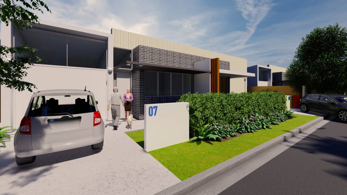 An artist's impression of one of the single storey self-contained houses that will be constructed in the seniors living community in Tanilba Bay.