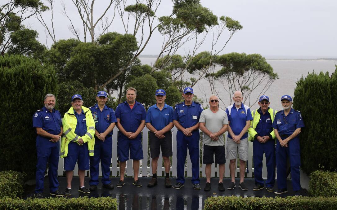 EXTRAORDINARY: Some of the Marine Rescue volunteers recognised are, from left, Laurie Nolan, Paul Sullivan, Ron Lighton, Mick Duggan, Ken Johnson, Ian Drummond, Dave Jack, Nigel Waters, Noel Corcoran and Eryl Thomas. Picture: Ellie-Marie Watts
