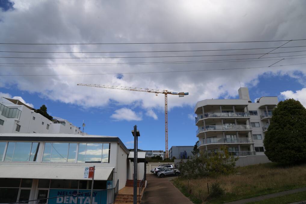The crane on the stalled Ascent work site has dominated the Nelson Bay skyline for five years. COHO Property submitted a DA to Port Stephens Council for building approval, but was knocked back at the September 13 meeting due to height concerns.